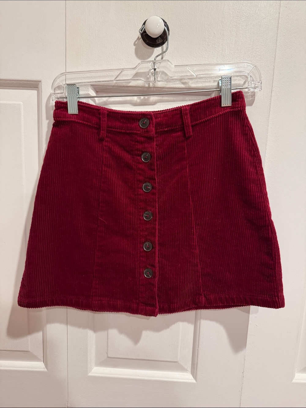 Forever 21 Burgundy Corduroy Button-Front Mini Skirt
